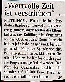 Wertvolle Zeit ist verstrichen